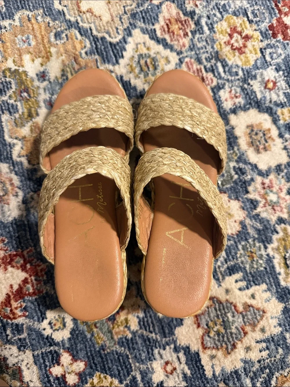 Beach by Matisse Natural Woven Platform Slide Sandals - Neutral Straw